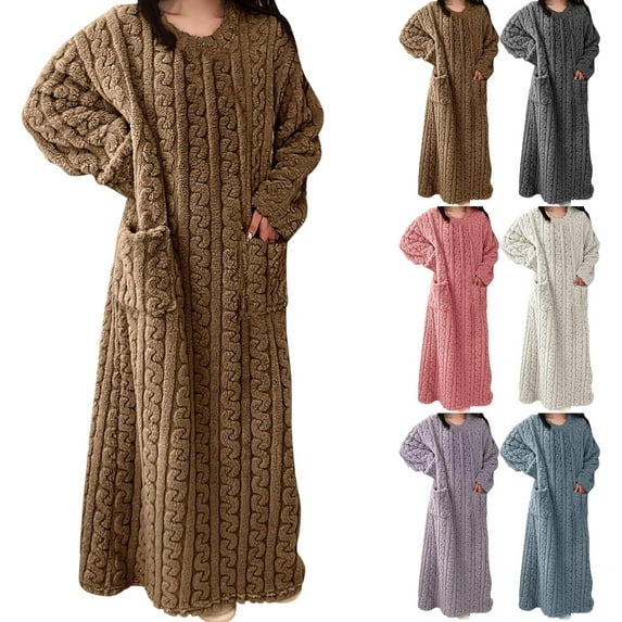 Winter Coral Velvet Nightgown Home Clothes, One Size Fits All Warm Nightgowns Pajamas, Winter Velvet Loungewear Night Gowns for Adult Women Flannel Dress Home