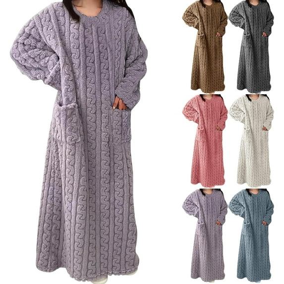 Winter Coral Velvet Nightgown Home Clothes, One Size Fits All Warm Nightgowns Pajamas, Winter Velvet Loungewear Night Gowns for Adult Women Flannel Dress Home