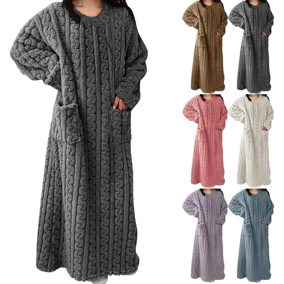 Winter Coral Velvet Nightgown Home Clothes, One Size Fits All Warm Nightgowns Pajamas, Winter Velvet Loungewear Night Gowns for Adult Women Flannel Dress Home