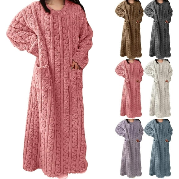 Winter Coral Velvet Nightgown Home Clothes, One Size Fits All Warm Nightgowns Pajamas, Winter Velvet Loungewear Night Gowns for Adult Women Flannel Dress Home