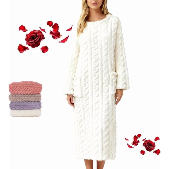 Winter Coral Velvet Nightgown Home Clothes for Women, Ultra Soft & Warm Long Sleeve Plush Nightdress for Cozy Sleeping and Lounge