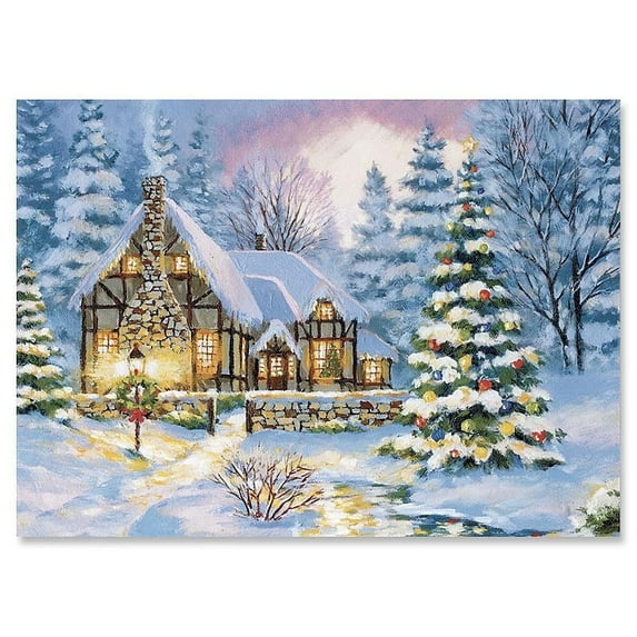 Current Winter Cottage Christmas Greeting Cards - Set of 18 , Large 7" x 5"