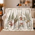 thumbnail image 1 of Winter Cottage Snowy Scene Holiday, Festive Holiday Scene, Warm Flannel Blanket for Cabin and Lodge with Detailed Artwork, Art Lovers Housewarming Gift, Festive Home Decor, 1 of 7