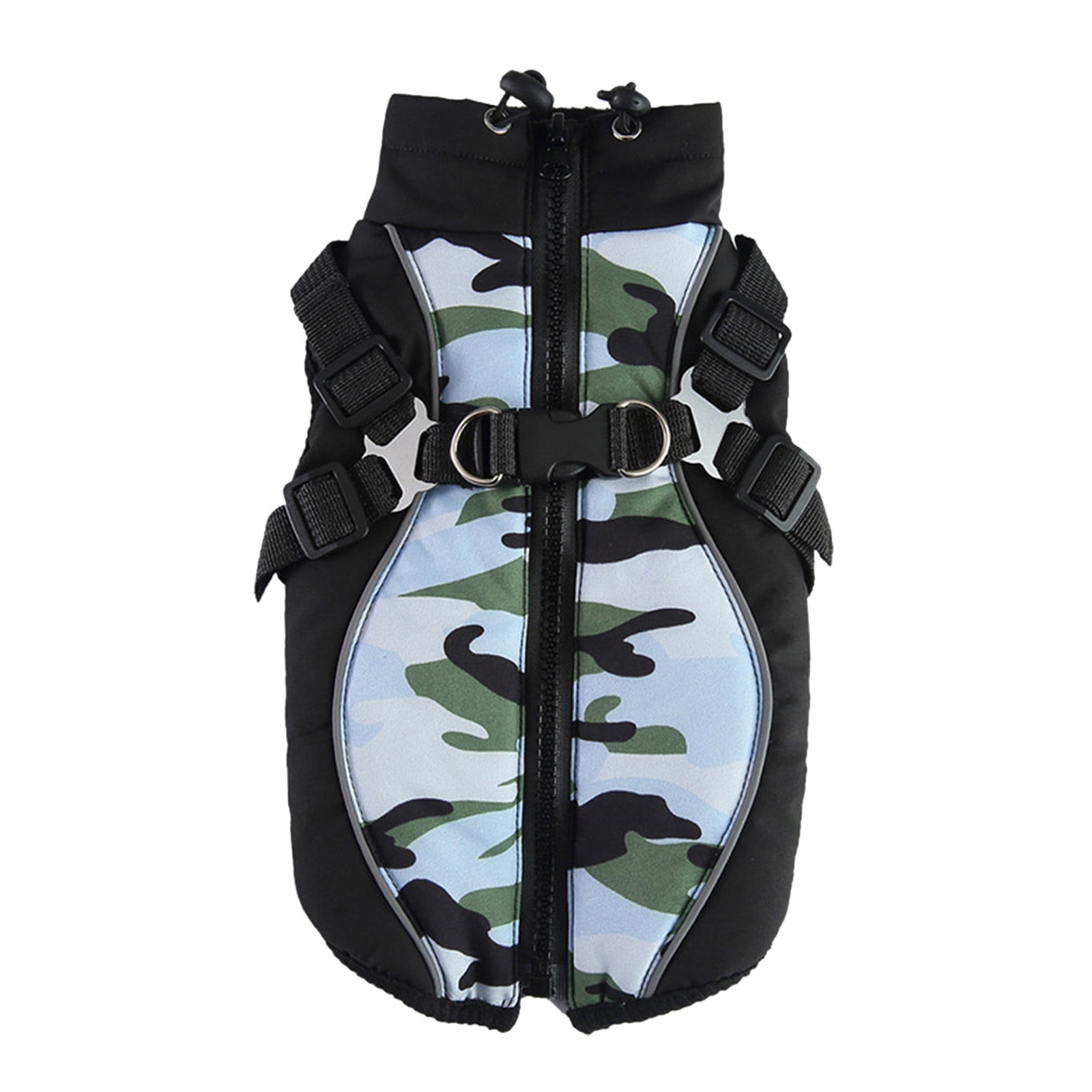 Winter Cotton Padded Dog Clothes Chest Back Zipper Jacket Pet Clothes