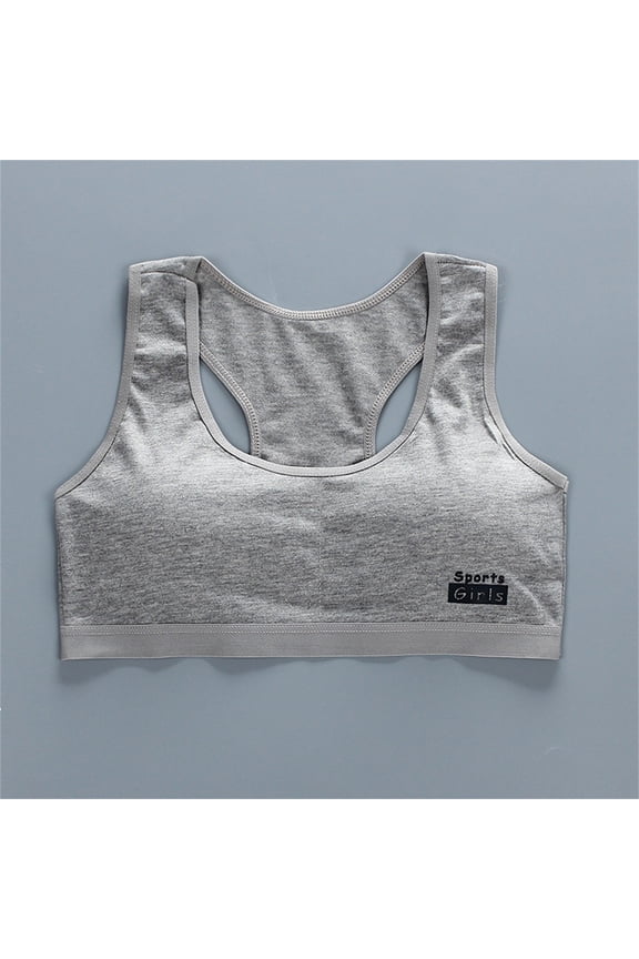 Winter Cotton Short Workout Athletic Underwear for Girls Gray Activewear Heart School Teen Bra Vest Puberty Sport Training Breathable No Bras Girl
