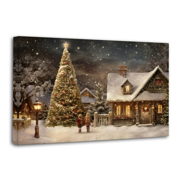 Winter Country Christmas Posters Wall Art Painting Canvas Gift Living Room Prints Bedroom Decor Poster Artworks 12x18inch(30x45cm)