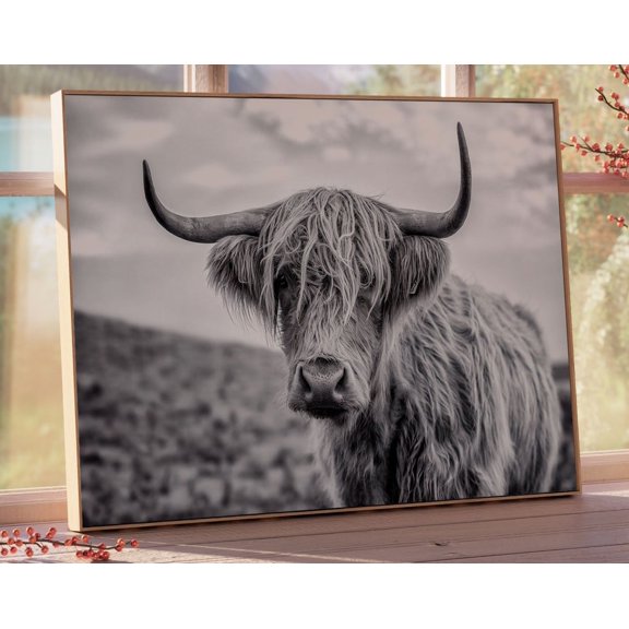 Winter Cow Poster, Poster Print, Wall Decor, Winter Cow, Black And White, Animal Art, Nature-Inspired, Farm Life Wall Art, Modern Wall Decor, 8x12 UNFRAMED