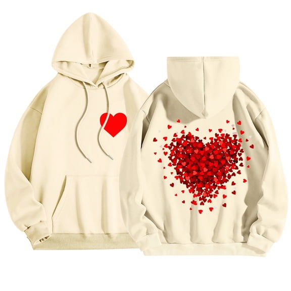 Winter Cozy Hooded Sweatshirt for Women Oversized Sweatshirt for Women Cute Valentine's Day Hooded Pullover for Women Hooded Sweatshirt Dress for Women Valentine's Day Fall Outfits