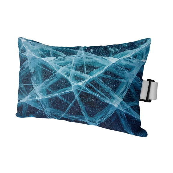 Winter Cracked Ice Outdoor Pillows for Chaise Lounge Chair Waterproof Lumbar Pillows with Insert&Adjustable Strap Beach Headrest Pillow Blue Cyan Abstract Geometric Striped Pool Pillow 11"x16"
