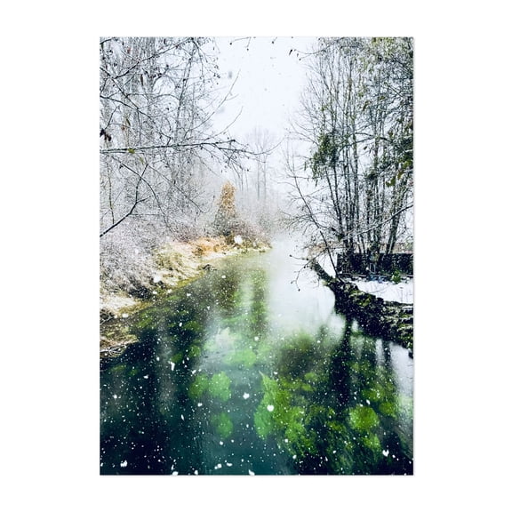Winter Creekside - Photography Winter Snow Nature Forest Scenic Landscape Water Unframed Wall Art Print 32 x 48 inches