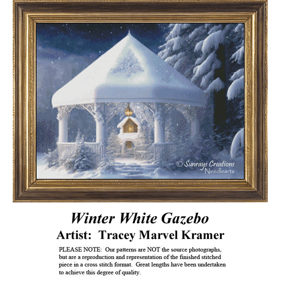 Winter Cross Stitch Patterns | Winter White Gazebo (Pattern Only, You Provide The Floss and Fabric)