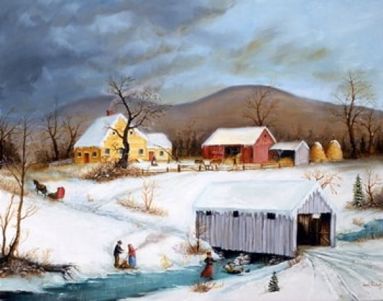Winter Crossing Canvas Art - Joseph Holodook (24 x 19)