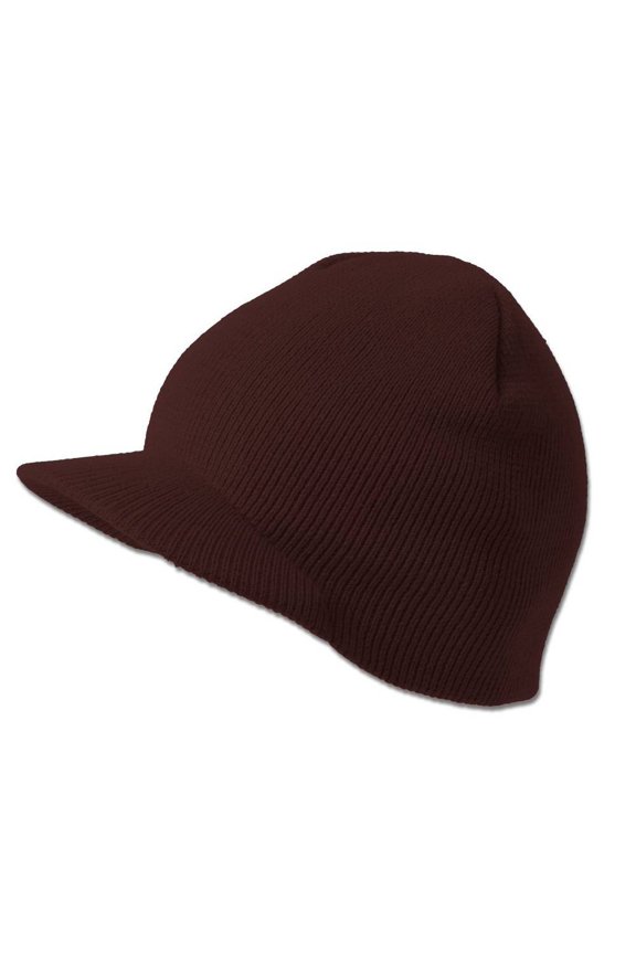 Winter Cuff less Beanie Visor Cap, Brown