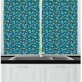 thumbnail image 1 of Winter Curtains 2 Panels Set, Continuous Cartoon Pattern with Warm Clothing Mittens and Hats Image, Window Drapes for Living Room Bedroom, 55"W X 39"L,Sea Blue and Multicolor, by Ambesonne, 1 of 2