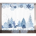 thumbnail image 1 of Ambesonne Winter Curtains 2 Panel Set, Deer Pine Trees Xmas, 108" x 84", Blue White, 1 of 3