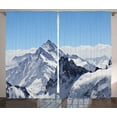 thumbnail image 1 of Ambesonne Winter Curtains 2 Panel Set, Snowy Mountain Peaks, 108" x 108", Blue and White, 1 of 3