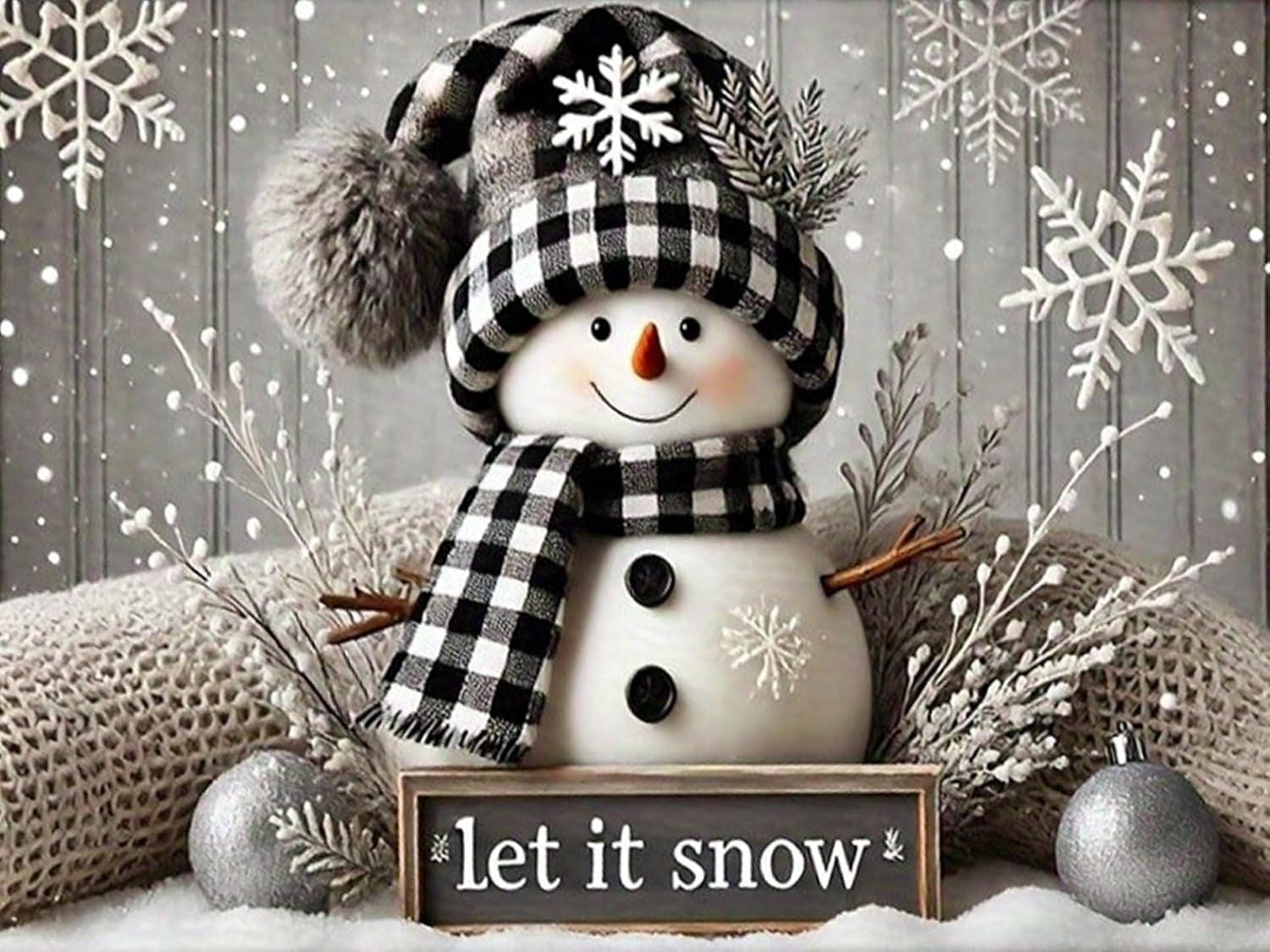 Winter Cute Snowman Diamond Art Kits for Adults - Christmas 5D Diamond Painting Kits Full Drill Crystal Rhinestone Gem Art Craft Kits for Home Wall Decor 16X20Inch