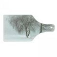 thumbnail image 1 of Winter Cutting Board, Bench in the Park on a Snowy Cold Winter Day in Storm Wind Blizzard Holiday Picture, Tempered Glass Cutting and Serving Board, Wine Bottle Shape, White Brown, by Ambesonne, 1 of 1