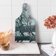 thumbnail image 1 of Winter Cutting Board, Bullfinches on Trees Winter City Park Snow Cold Weather Immigrant Birds Design, Decorative Tempered Glass Cutting and Serving Board, Wine Bottle Shape, Grey Coral, by Ambesonne, 1 of 1