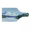 thumbnail image 1 of Winter Cutting Board, Graphical Silhouette of a Snowy View with Trees and Mountains Snowflakes, Decorative Tempered Glass Cutting and Serving Board, in 3 Sizes, by Ambesonne, 1 of 2