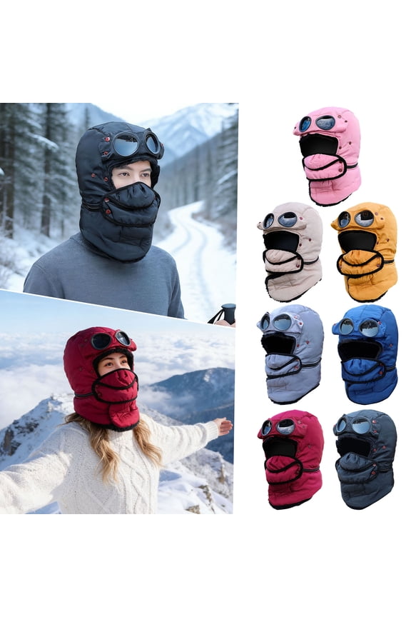 Winter Cycling Face Mask | Thermal Balaclava w/ Glasses Window – Windproof, Anti-Fog, Breathable Polyester, Full-Head Coverage, Adjustable Fit, Ski & Outdoor Riding, 54-62cm