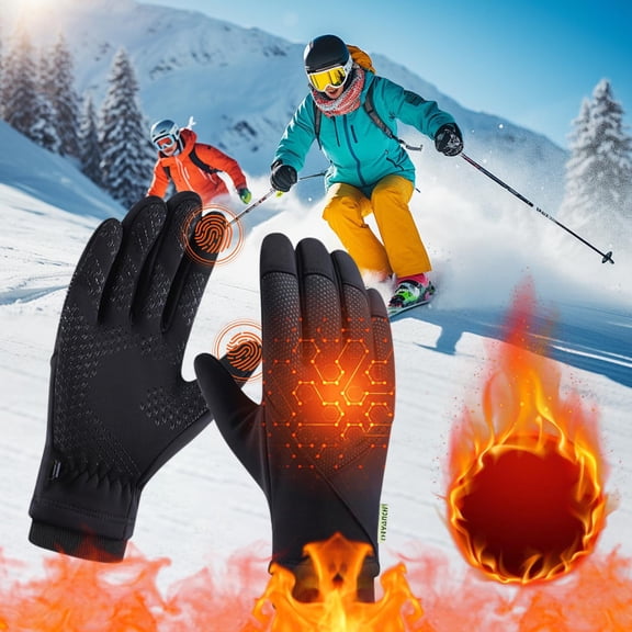 Winter Cycling Gloves Full Finger Touch Screen - Unisex Sports Gloves for Skiing Mountaineering, Warm Outdoor Cold Weather Gloves