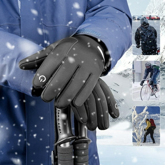 Winter Cycling Gloves Men Women- Biking Gloves for Cold Weather, Touch Screen Padded Bike Glove Water Resistant Windproof Warm Anti-Slip for Running, Biking, Workout