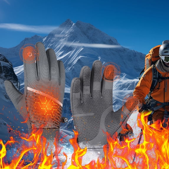 Winter Cycling Gloves Men's Windproof Thermal Touchscreen Sports Gloves with Anti-Slip Grip for Outdoor Fishing Skiing Motorcycle Riding