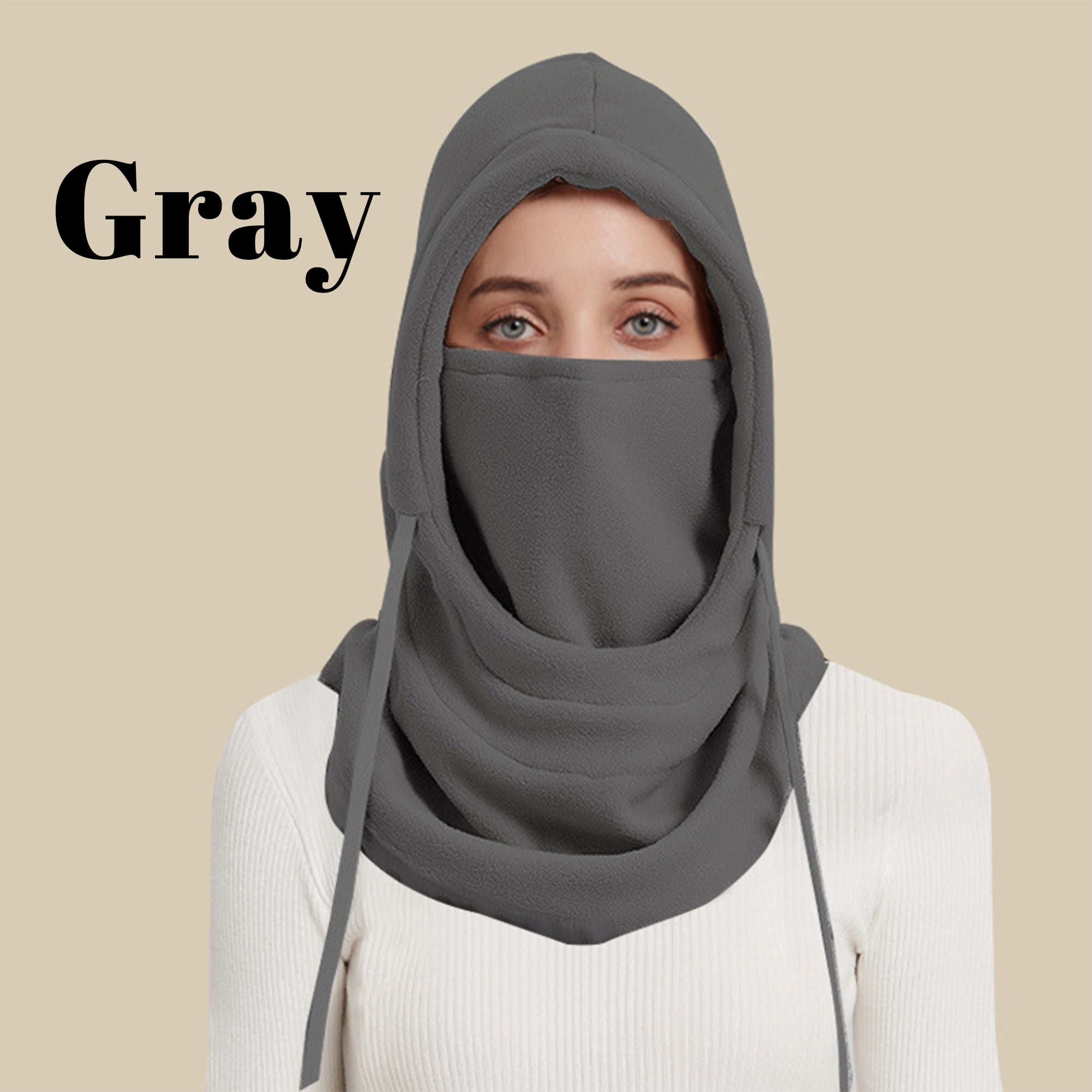 Winter Cycling Hat Windproof Hat Cold-Proof Hat Ski Warm Hat Mask Hat Neck Cover all-in-one Hat Plus Velvet Thickened Head Cover,Gray
