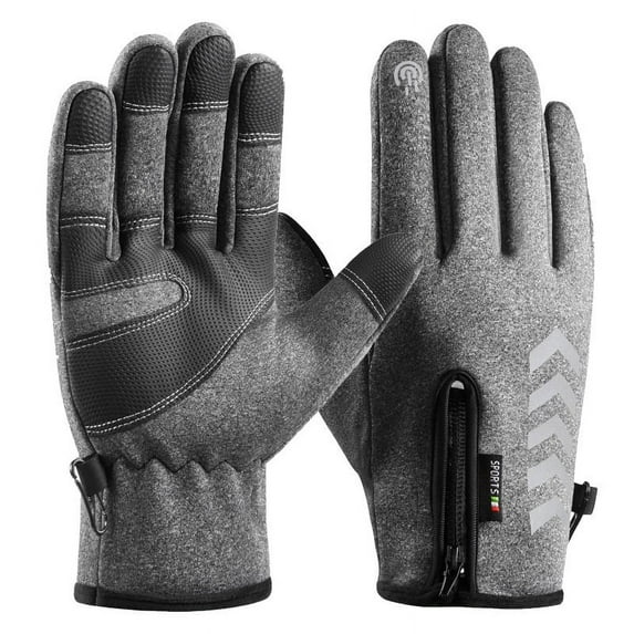 Winter Cycling Warm Gloves Touchscreen Water Resistant Windproof Non-Slip Grips Sport Gloves for Driving Biking Running Skiing Hiking Climbing Men&Women, Gray, M