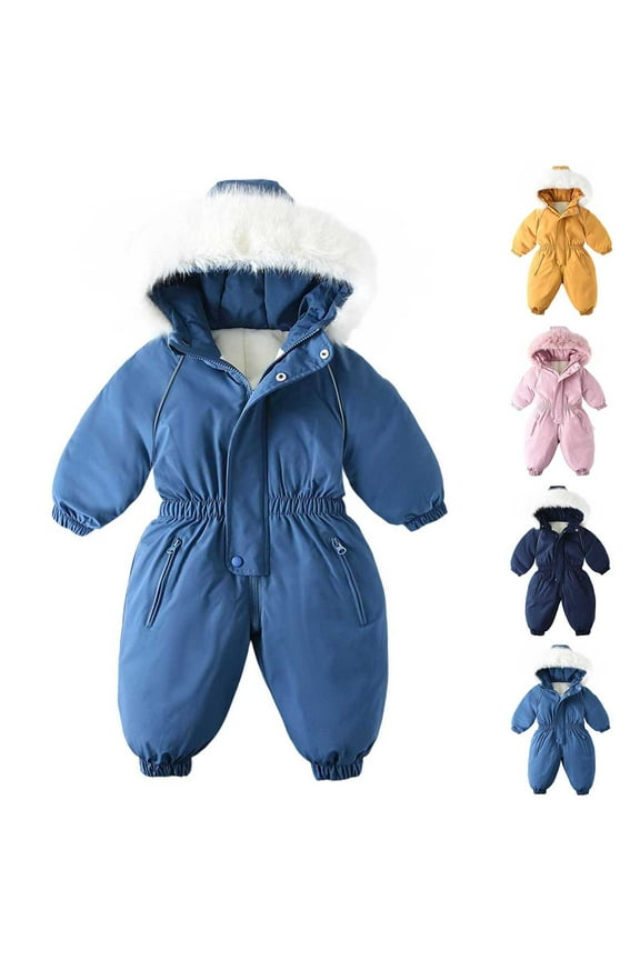 Pink Ne Wborn Baby Fleece Jumpsuit Fashion Hooded Snowsuit Long Sleeve Printed Loose Warm Outwear Outfits