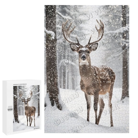 Winter Decor Deer Rustic Wall Decor Farmhouse Wall Art Decor Wood Hanging Decoration for Living Room Bedroom 1000 Piece Puzzles for Adults 20"x30"