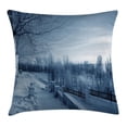 thumbnail image 1 of Winter Decor Throw Pillow Cushion Cover, Ice Cold Frozen Snowy Scenery from Castle like Balcony with Leafless Branches Art, Decorative Square Accent Pillow Case, 18 X 18 Inches, White, by Ambesonne, 1 of 2