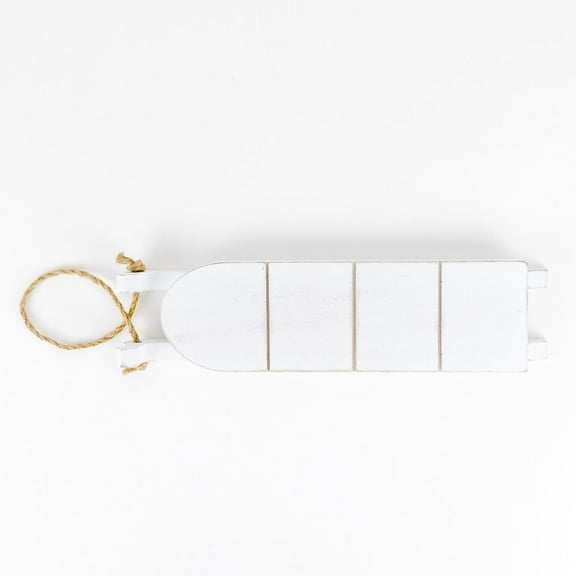 Winter Decor - White Prim Weathered Wood Sled 11-inch