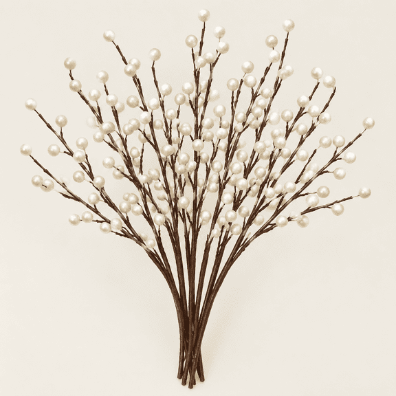 Winter Decorations 12Pcs Artificial Berry Stems White Berry Picks for Christmas Holiday Flower Arrangements Home Centerpieces DIY Ornaments