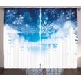 thumbnail image 1 of Ambesonne Winter Curtains 2 Panel Set, Snowflakes and Stars, 108" x 84", Blue White, 1 of 3
