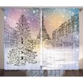 thumbnail image 1 of Ambesonne Eiffel Curtains 2 Panel Set, Winter Day at Paris, 108" x 84", Pink White, 1 of 3