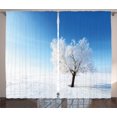 thumbnail image 1 of Ambesonne Winter Curtains 2 Panel Set, Snow Covered Alone Tree, 108" x 90", Blue White, 1 of 3