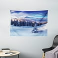 thumbnail image 1 of Winter Decorations Tapestry, Surreal Winter Scenery with High Mountain Peaks and Snowy Pine Trees, Wall Hanging for Bedroom Living Room Dorm Decor, 60W X 40L Inches, Blue White, by Ambesonne, 1 of 2