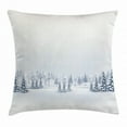 thumbnail image 1 of Winter Decorations Throw Pillow Cushion Cover, Winter Scene in a Park with Trees Foggy Blurry Weather Ice Cold Frost Image, Decorative Square Accent Pillow Case, 18 X 18 Inches, White, by Ambesonne, 1 of 2