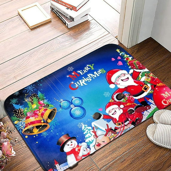 Winter Decorative Doormats Creative Snowman Holiday Welcome Floor Mats Let It Snow Anti-Slip Rugs for Christmas, Winter Home Decoration, 16 x 24 Inches