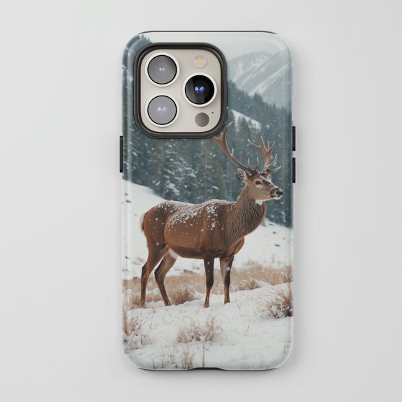 Winter Deer For All iPhone Series Tough Phone Case Realistic Winter Nature Multi-color