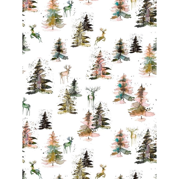 Winter Deers Forest Rustic Poster Print - Design Ninola (24 x 36)