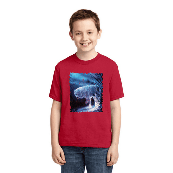 Winter Dire Snow Wolf Animal Lover Boys Graphic Youth T-Shirt