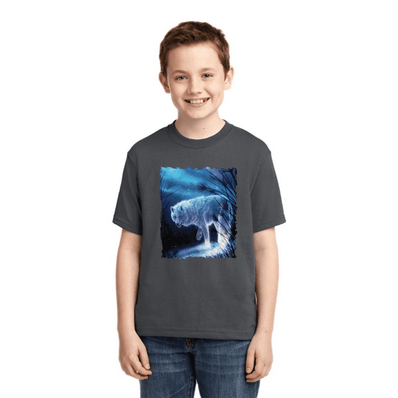 Winter Dire Snow Wolf Animal Lover Boys Graphic Youth T-Shirt