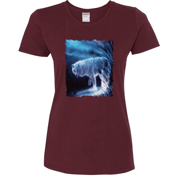 Winter Dire Snow Wolf Animal Lover Womens Graphic T-Shirt