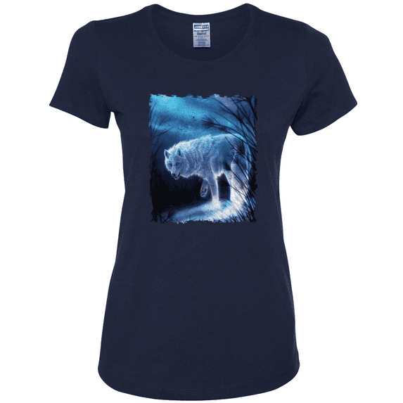 Winter Dire Snow Wolf Animal Lover Womens Graphic T-Shirt