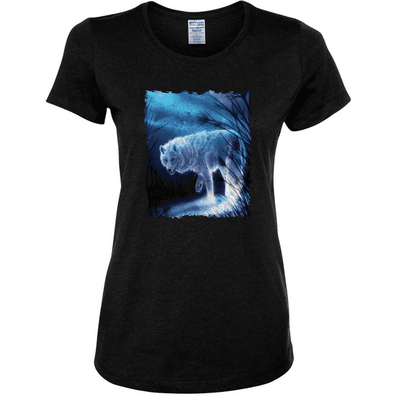Winter Dire Snow Wolf Animal Lover Womens Graphic T-Shirt