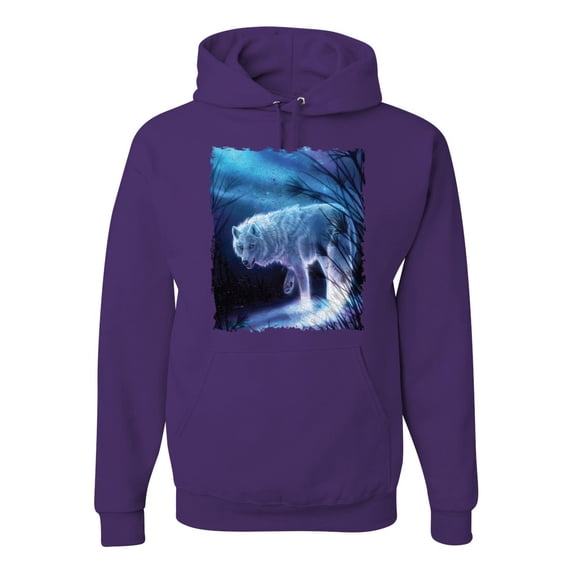 Winter Dire Snow Wolf Fashion Graphic Hoodie Sweatshirt, Purple, Large