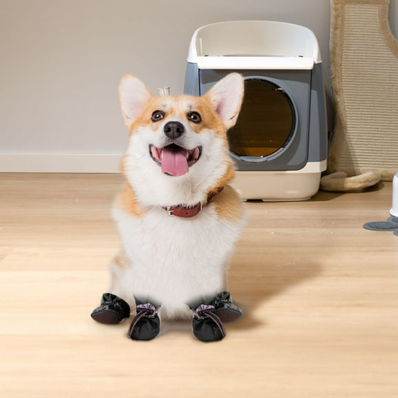 Winter Dog Boots Protector With Reflective Straps Warm Snow Rain Puppy Shoes For Small Medium Dogs